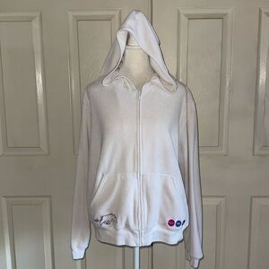 Disney Store White Terry Eeyore Zip Front Hoodie